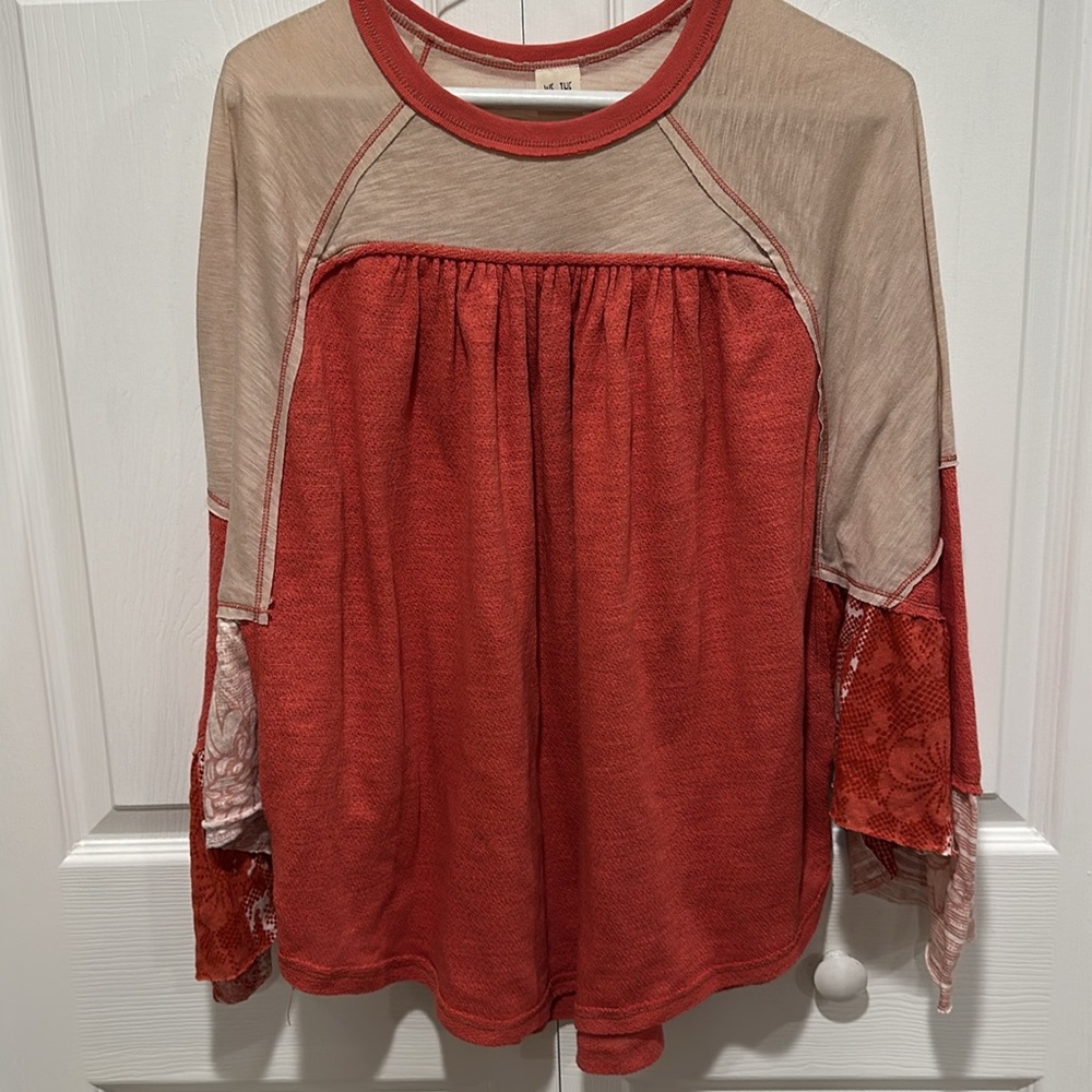 Free People We The Free Friday Fever Pattern Mix Top - Picture 10 of 11